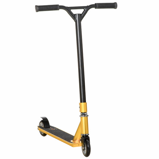 HOMCOM Stunt Scooter, 360 Entry Level Tricks Scooter w/ Lightweight Aluminium Deck and ABEC 7 Bearing, For Age 14+ Beginners, Gold Tone
