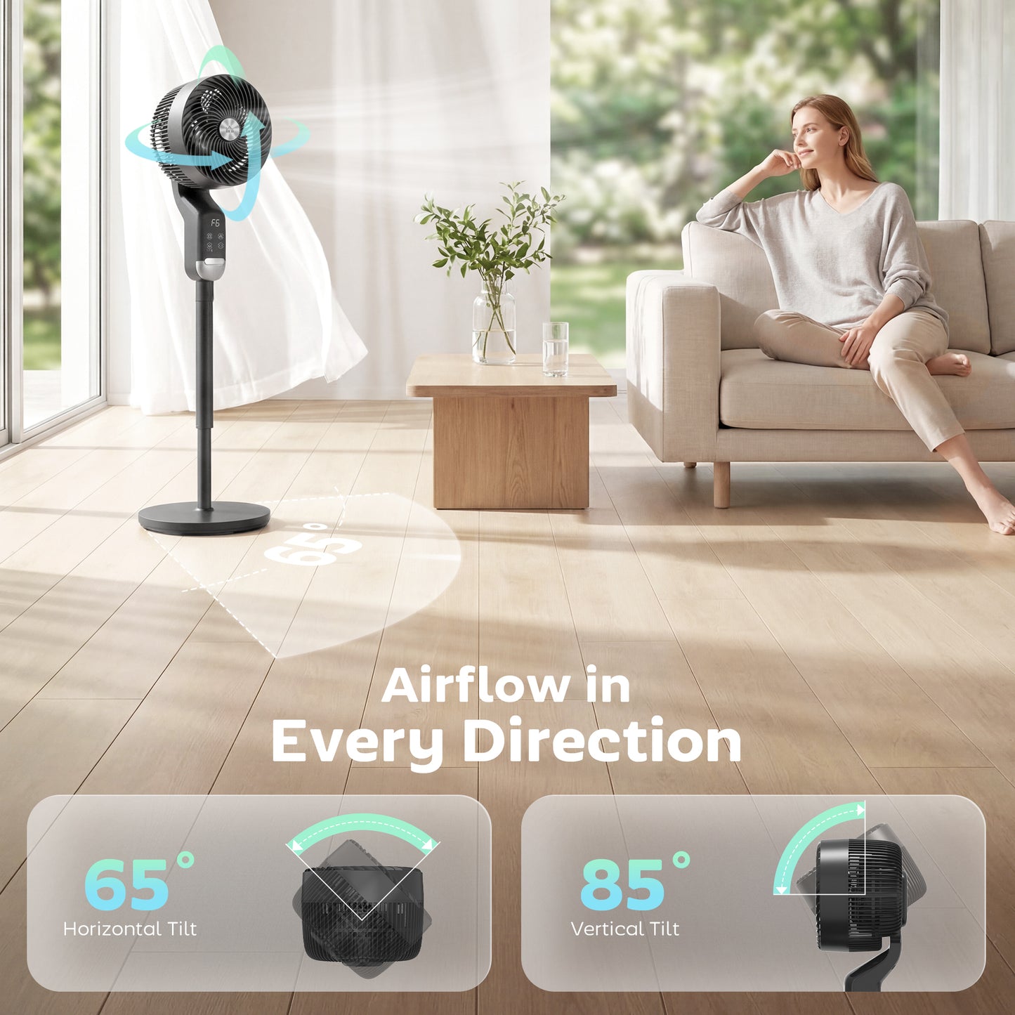 HOMCOM 20 dB Silent Standing Fan, 41" Pedestal Fan with Remote, 85Â° Oscillating, 8 Speeds, Adjustable Height, 12H Timer