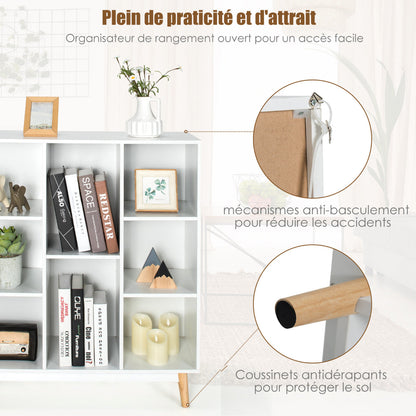 8-Cube Storage Organizer with 2 Anti-Tipping Mechanisms-White