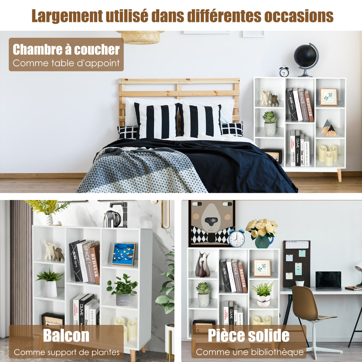 8-Cube Storage Organizer with 2 Anti-Tipping Mechanisms-White