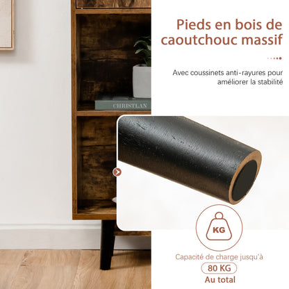 Freestanding Wooden Sideboard Storage Cabinet with 2 Doors and 4 Shelves-Coffee