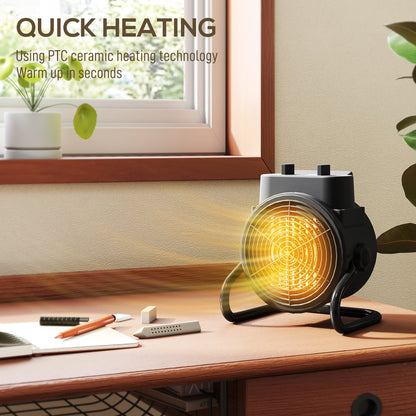 HOMCOM 2000W Portable Ceramic Electric Heater with Fan - Black