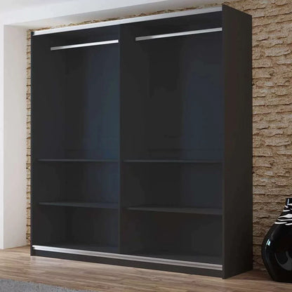 Boris Sliding Door 200cm Wardrobe with Mirror - White, Black, Graphite