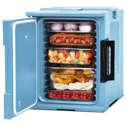 Front-Loading Insulated Food Pan Carrier for 6 Full-Size Pans-Blue