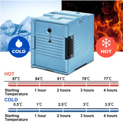 Front-Loading Insulated Food Pan Carrier for 6 Full-Size Pans-Blue