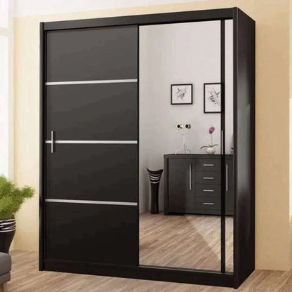 Broadland Sliding Door 180cm Wardrobe with Mirror - White, Black, Sonoma