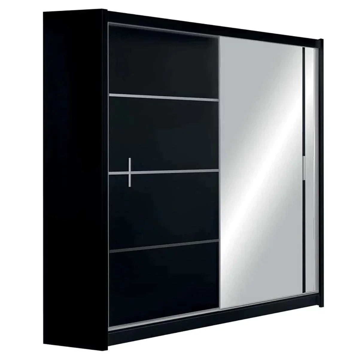 Broadland Sliding Door 203cm Wardrobe with Mirror - Sonoma, Black, White