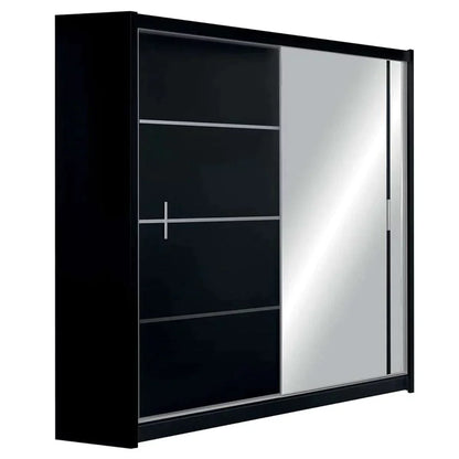 Broadland Sliding Door 203cm Wardrobe with Mirror - Sonoma, Black, White