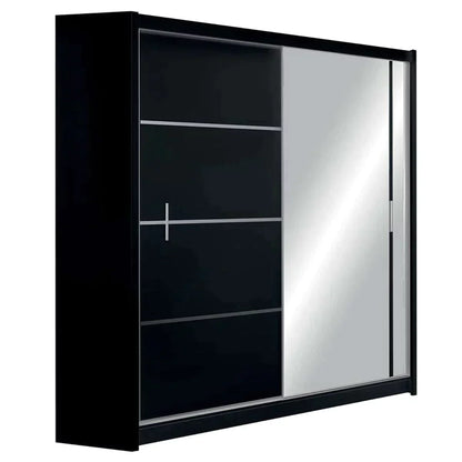 Broadland Sliding Door 180cm Wardrobe with Mirror - White, Black, Sonoma