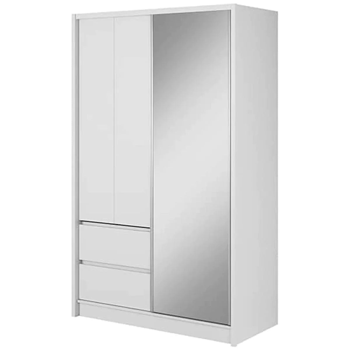 Maharashtra Sliding Door Wardrobe 134cm - White Matt