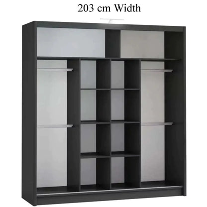 Avant Sliding Wardrobe - 203cm and Other Sizes - Black, White, Grey