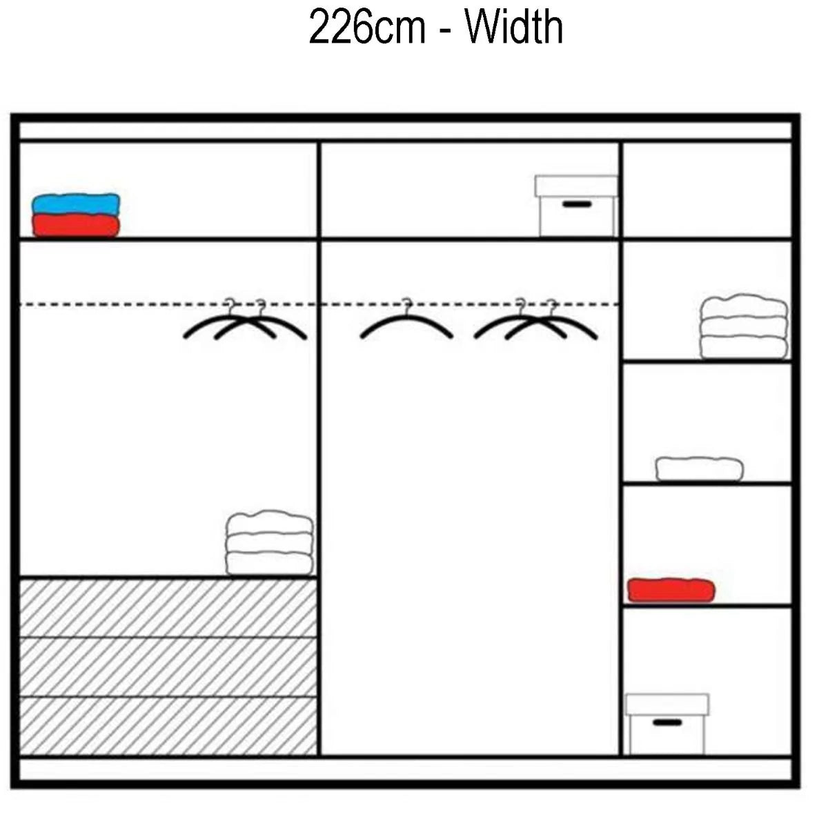 Dublin 2 Sliding Door 226cm Wardrobe White with Purple Stripe