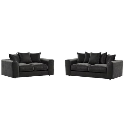 Bracknell Plush Black Velvet Corner Sofa - Left and Right Arm