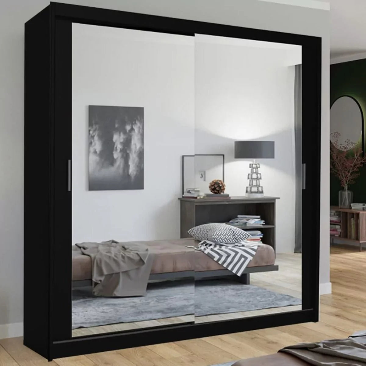 Chicago II Sliding Door Wardrobe - Black and 5 Colours 5 Sizes