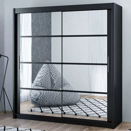 Dexter Sliding Door 160cm Wardrobe - Black, White, Grey