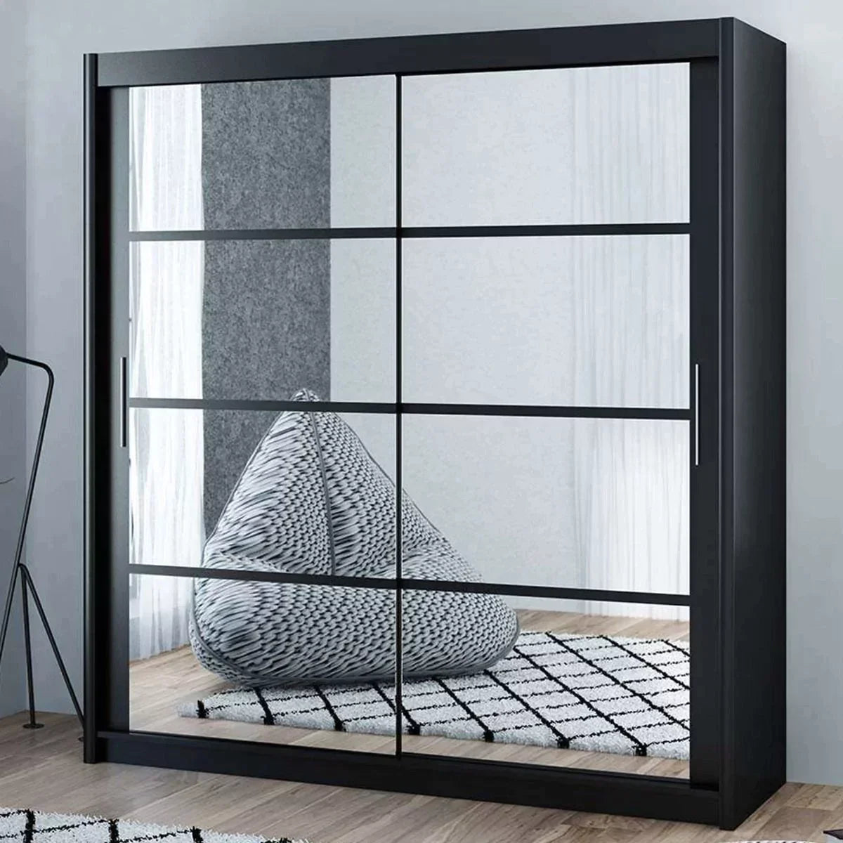 Dexter Sliding Door 160cm Wardrobe - Grey, White, Black