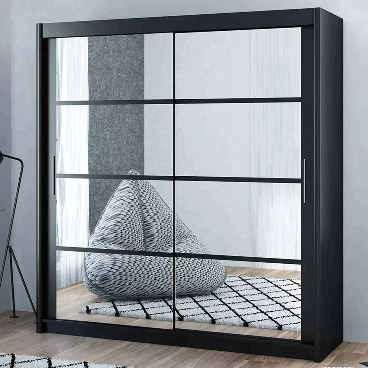 Dexter Sliding Door 203cm Wardrobe - Grey, Black, White