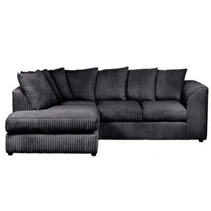 Blake Jumbo Cord Black Corner Sofa - Right and Left Arm