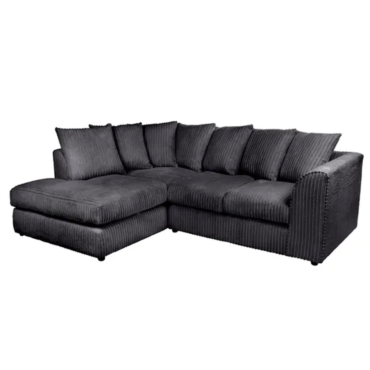 Blake Jumbo Cord Black Corner Sofa - Right and Left Arm