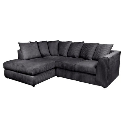 Blake Jumbo Cord Black Corner Sofa - Left and Right Arm