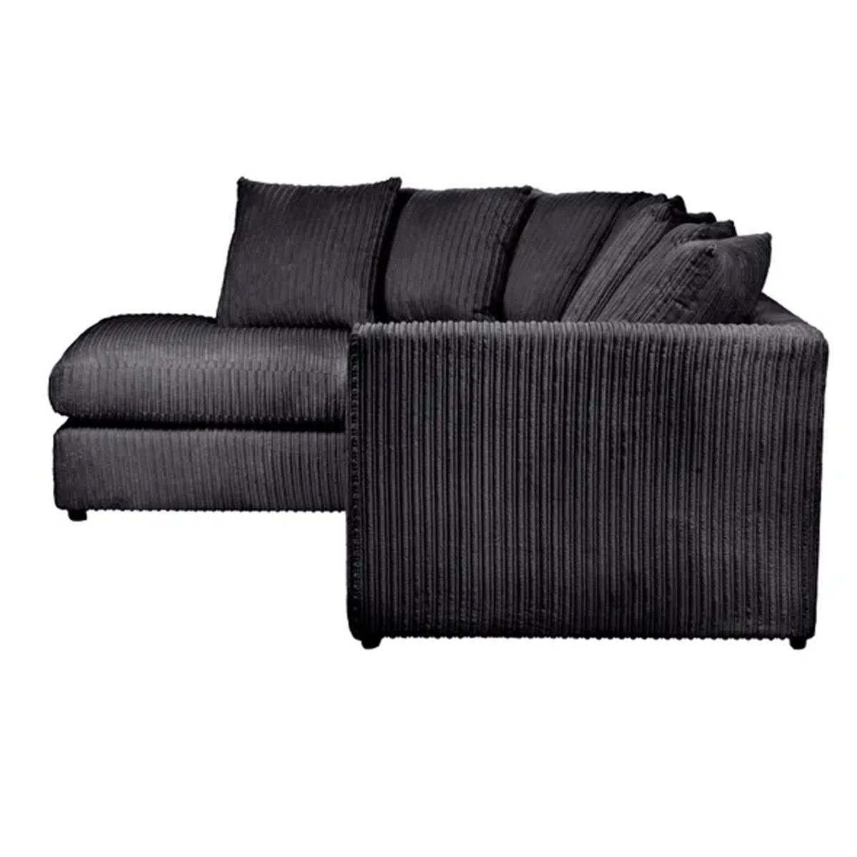 Blake Jumbo Cord Black Corner Sofa - Right and Left Arm