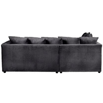 Blake Jumbo Cord Black Corner Sofa - Left and Right Arm