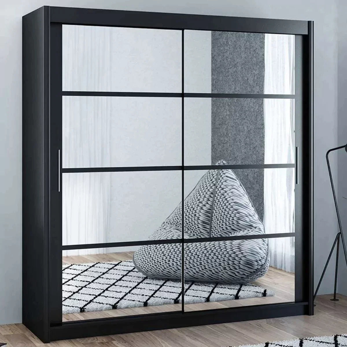 Dexter Sliding Door 160cm Wardrobe - Grey, White, Black