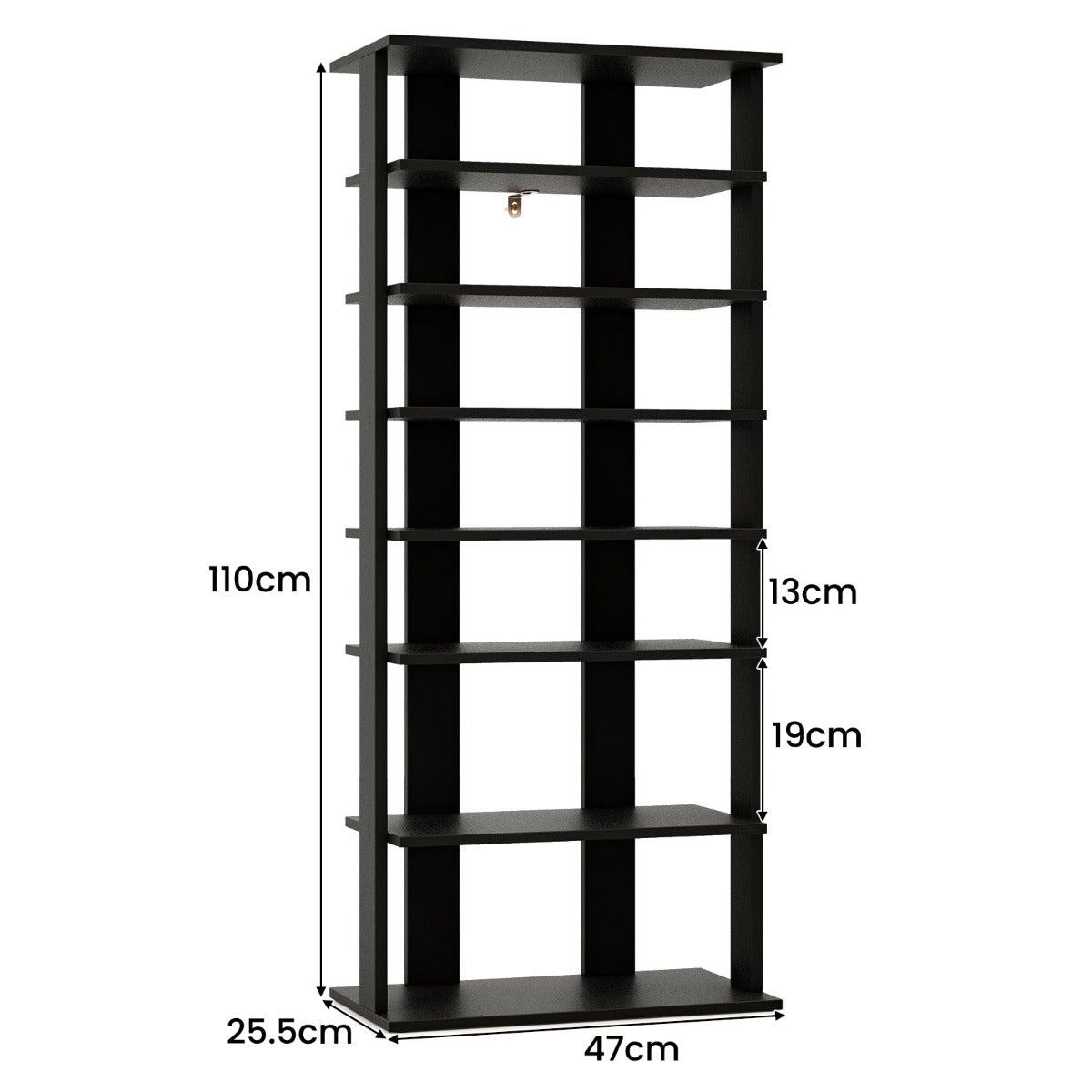 Extra Wide Wooden Vertical Shoe Rack with 7 Shelves-Black