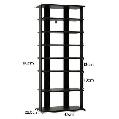 Extra Wide Wooden Vertical Shoe Rack with 7 Shelves-Black