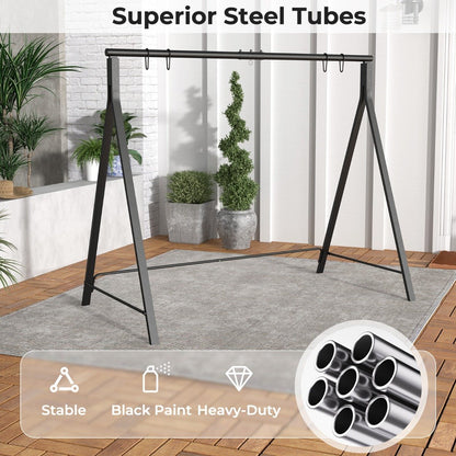 Porch Swing Frame Patio Metal Swing Stand with A-Shaped Structure-Black