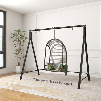 Porch Swing Frame Patio Metal Swing Stand with A-Shaped Structure-Black
