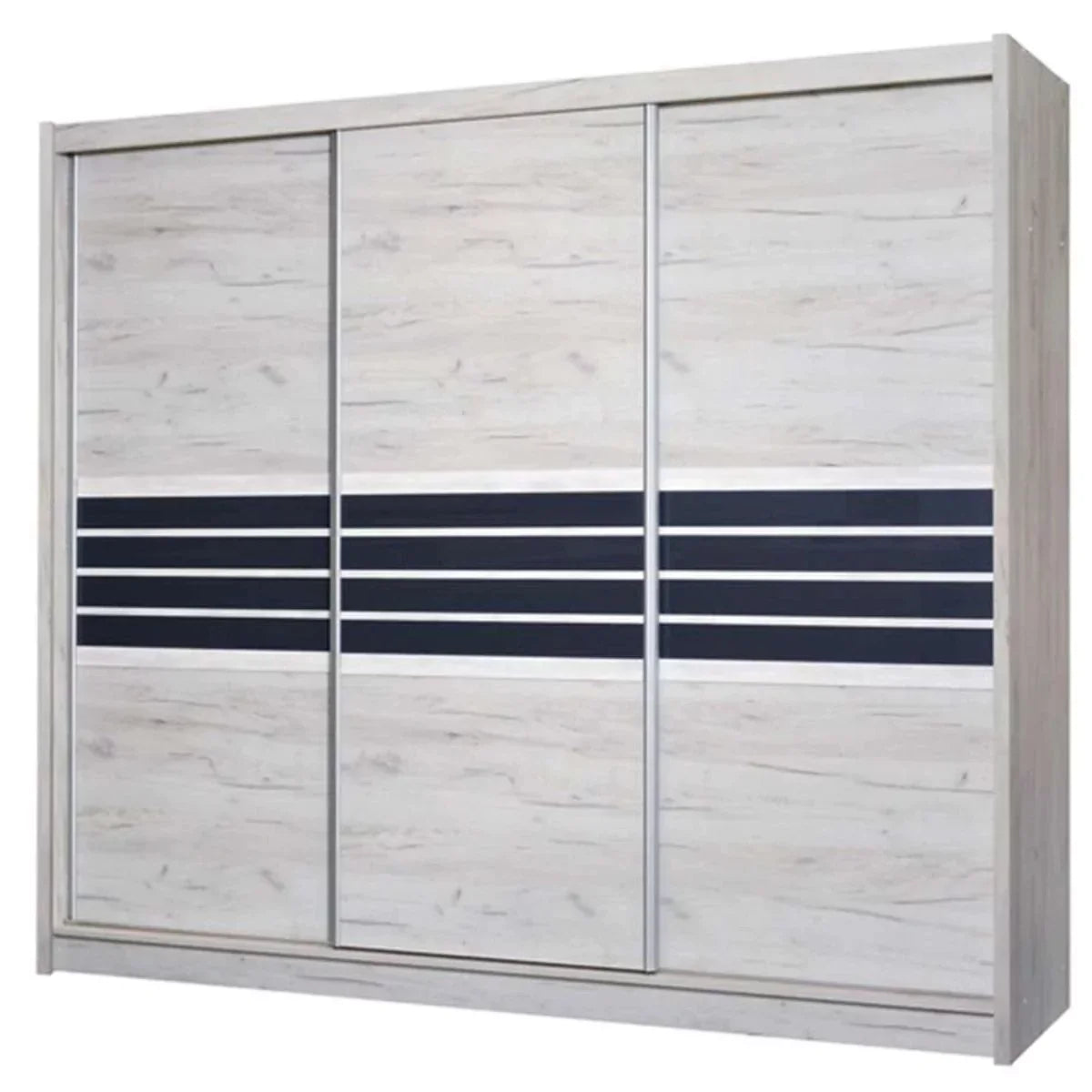 Dacorum Sliding Door 250cm Wardrobe Glass Stripes - Black or Oak