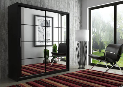 Dexter Sliding Door 160cm Wardrobe - Black, White, Grey