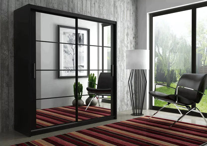 Dexter Sliding Door 203cm Wardrobe - Black, White, Grey