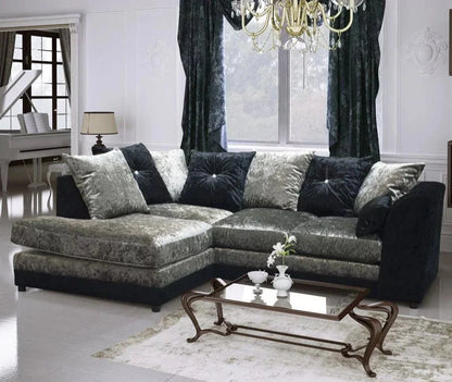 Serene Dual-Toned Crushed Velvet Corner Sofa Suite