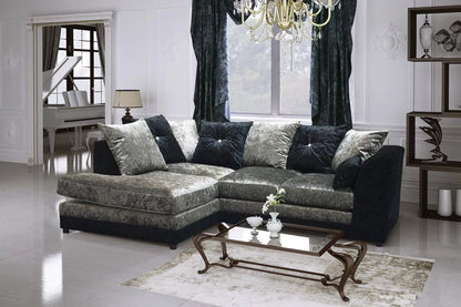 Serene Dual-Toned Crushed Velvet Corner Sofa Suite