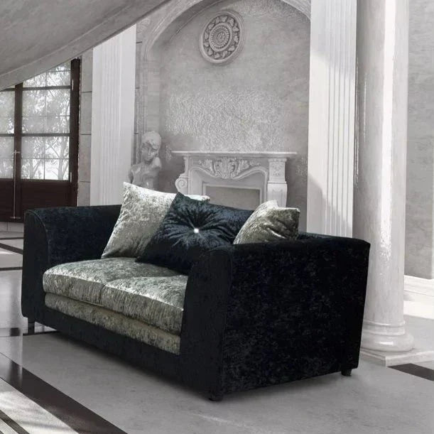 Serene Dual-Toned Crushed Velvet 3 Seater and 2 Seater Sofa Set