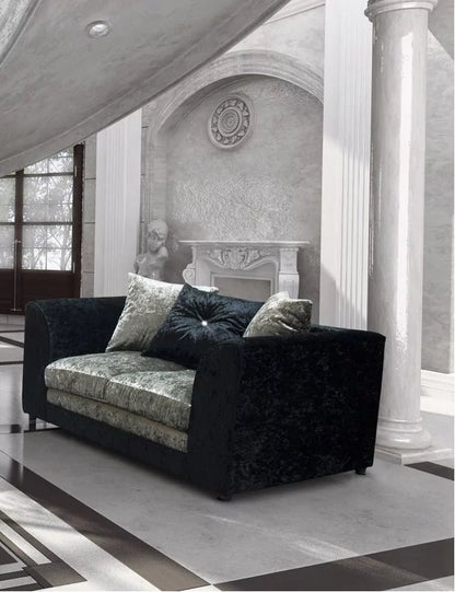 Serene Dual-Toned Crushed Velvet Corner Sofa Suite-Black and Silver or Brown and Mink