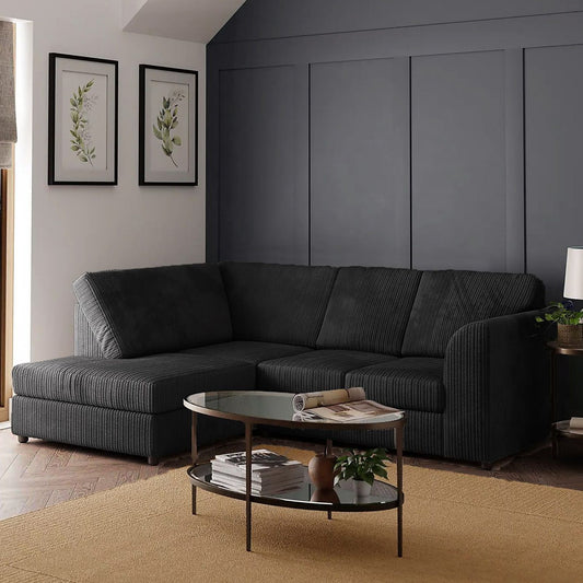 Sofa narożna Blake Full Back Black Jumbo Cord - podłokietnik lewy i prawy - dostępna w innych kolorach