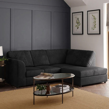 Sofa narożna Blake Full Back Black with Grey Jumbo Cord - podłokietnik po prawej i lewej stronie - dostępna w innych kolorach