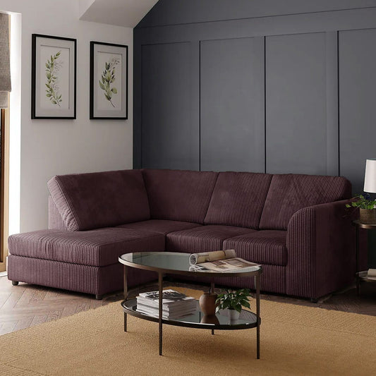 Sofa narożna Blake Full Back Chocolate Jumbo Cord - podłokietnik prawy i lewy - dostępna w innych kolorach
