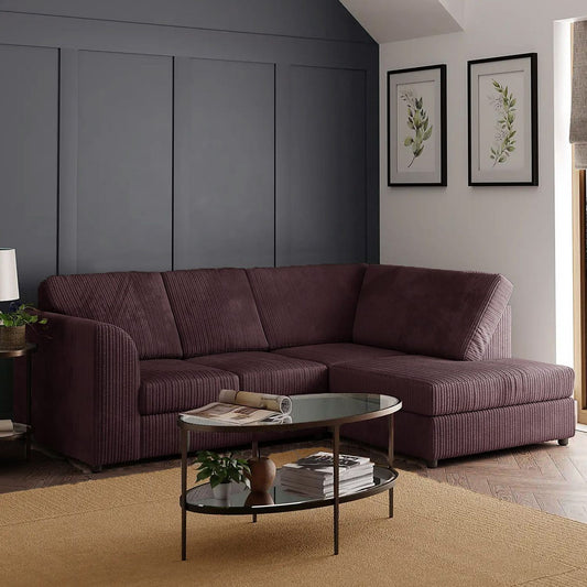 Sofa narożna Blake Full Back Chocolate Jumbo Cord - lewy i prawy podłokietnik - dostępna w innych kolorach