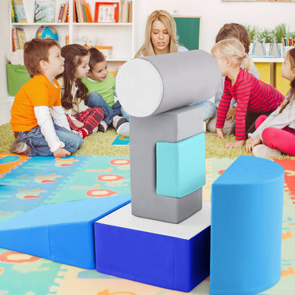 6 Pieces Indoor Climb and Crawl Activity Playset  for Kids-Blue