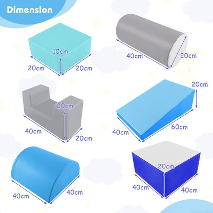 6 Pieces Indoor Climb and Crawl Activity Playset  for Kids-Blue