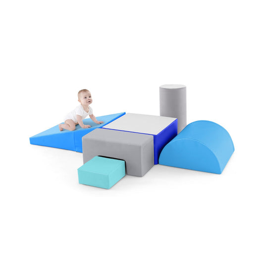 6 Pieces Indoor Climb and Crawl Activity Playset  for Kids-Blue