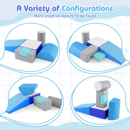 6 Pieces Indoor Climb and Crawl Activity Playset  for Kids-Blue