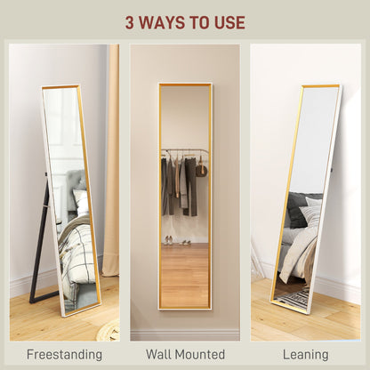HOMCOM 157 x 37cm Elegant Full-Length Mirror - White/Gold-Tone