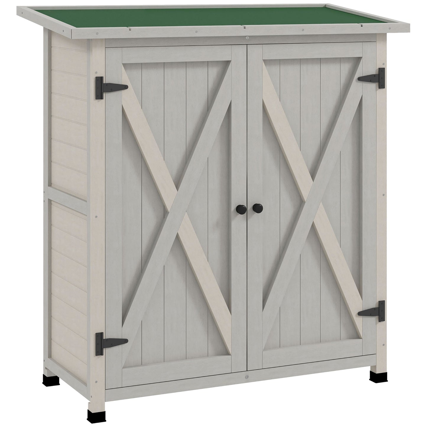 Kompaktowy drewniany schowek Outsunny 46,5 x 97 cm – jasnoszary
