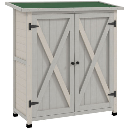 Kompaktowy drewniany schowek Outsunny 46,5 x 97 cm – jasnoszary