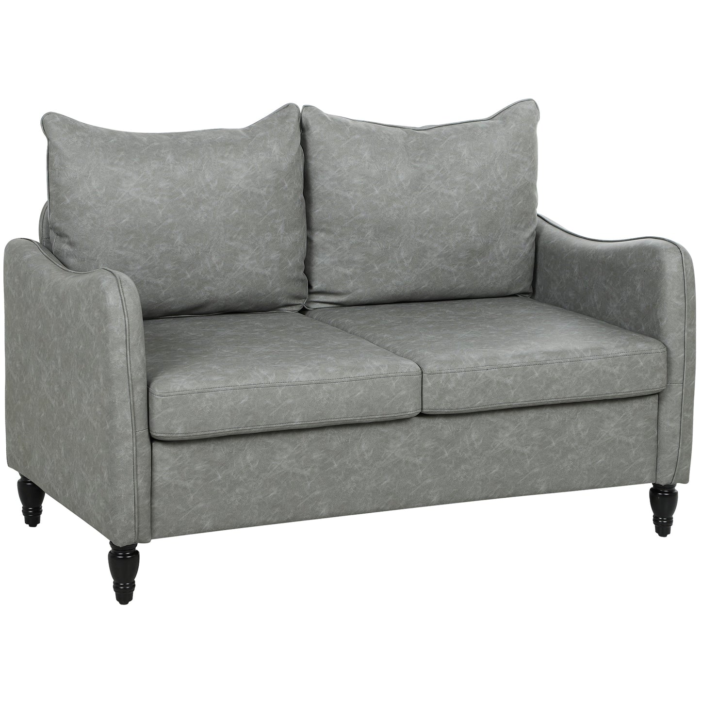 HOMCOM Faux Leather Marble-Effect Two-Seater Sofa - Grey